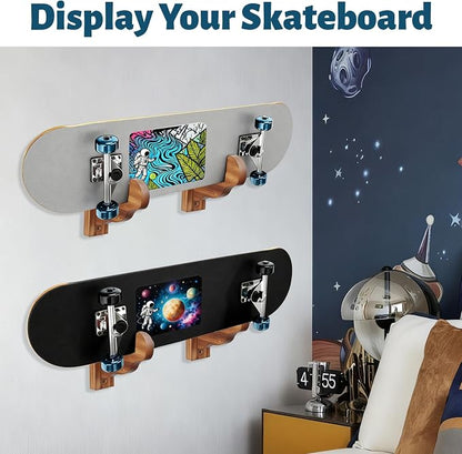 Skateboard Wall Mount, Wooden Horizontal Skateboard Rack Wall Hanger Display - Image 2