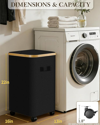 Laundry Hamper with Wheels, 75L Large Clothes Hamper with Removable Inner Bag - Image 2