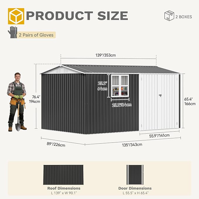 DWVO 12x8ft Large Tool Storage Shed - Image 9