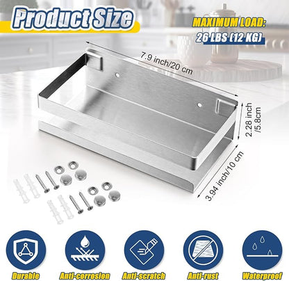 Lallisa 2 Pieces Stainless Steel Shelf Bathroom Shower Floating Shelves Wall - Image 3