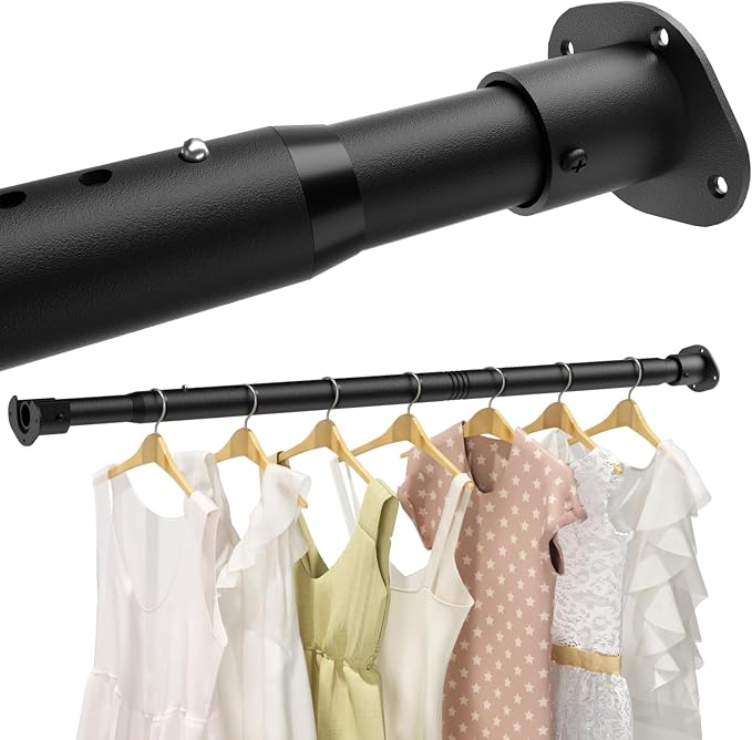 Closet Rods for Hanging Clothes, 16.5 to 102 Inches Adjustable Closet Rod by MIUVIBENI