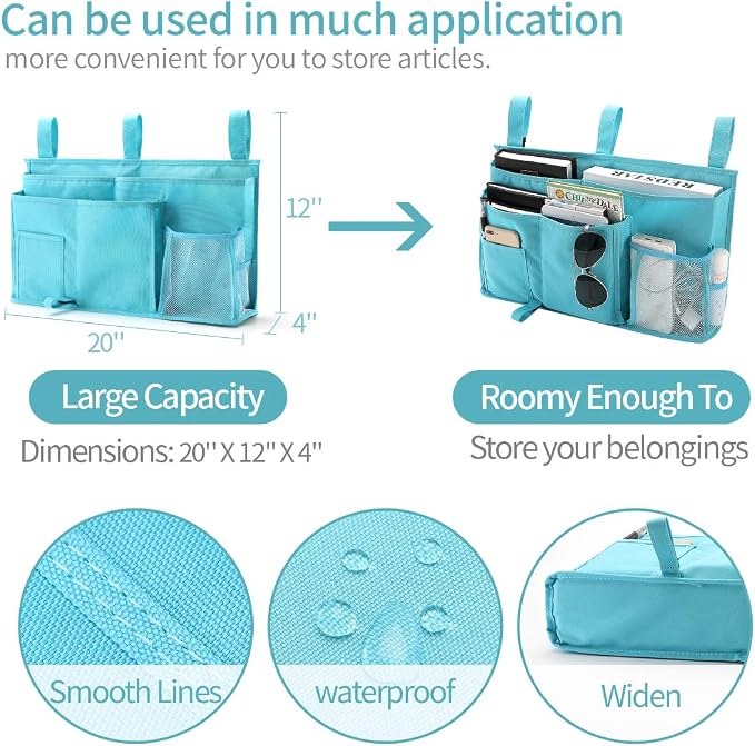 Bseash Bunk Bed Organizer, Bedside Caddy Hanging Bed Organizer Storage Bag 8 - Image 5