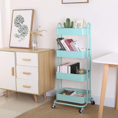 Melody House 4-Tier Metal Mesh Utility Rolling Cart Storage Organizer Shelf Rack - Image 2