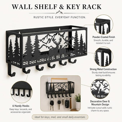 Deer Metal Wall Mail Organizer Wall Mounted Key and Mail Holder Mail Basket - Image 6