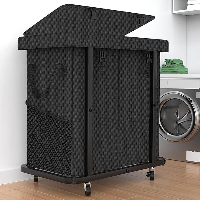 50 Gal Laundry Basket with Lid, Rolling Laundry Hamper with Wheels, Dirty by Unlockyourhomestoragelife