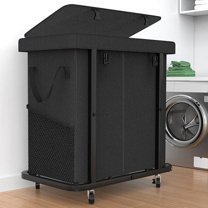 50 Gal Laundry Basket with Lid, Rolling Laundry Hamper with Wheels, Dirty by Unlockyourhomestoragelife