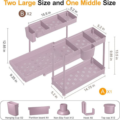 Sevenblue 3 Pack Multi-Purpose Pull-Out Storage Organizers, 2-Tier L-Shaped - Image 6