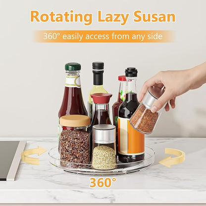 4 Pack 9 Inch Clear Lazy Susan Turntable Organizer, Non-Skid Rotating Tray - Image 2