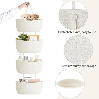 Dahey Over The Door Hanging Basket Storage 4-Tier Woven Wall Basket, Hook Fits - Image 5