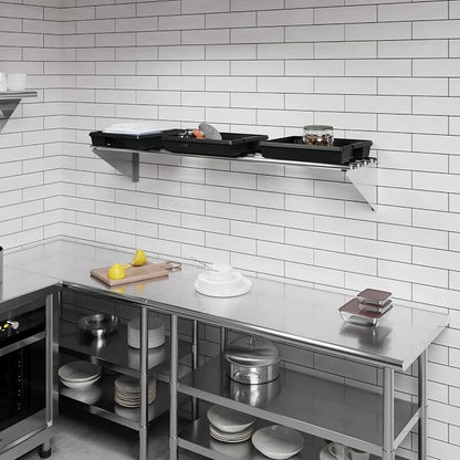AmGood 14 in. x 60 in. NSF Stainless Steel Tubular Wall Shelf | Heavy-Duty - Image 2