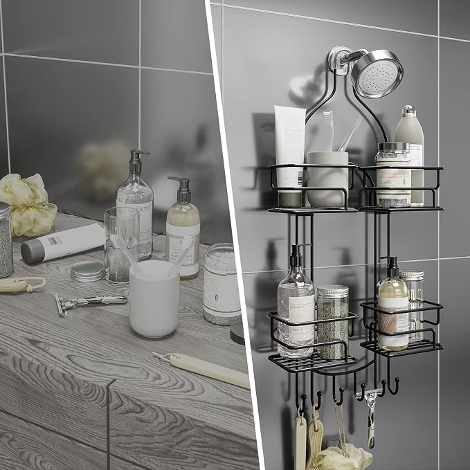 SRIWATANA Shower Caddy Hanging Over Head, Bathroom Shower Organizer Shower Rack - Image 7