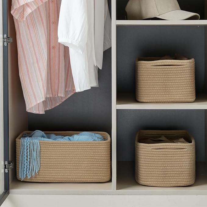 3-Pack Storage Baskets for Organizing | Woven Shelf Toy Basket | Rope Baskets - Image 2