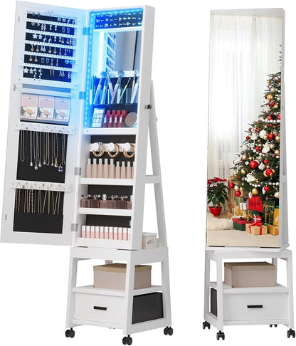 GarveeHome Full Length Mirror Jewelry Organizer, 66 in Lockable Jewelry Armoire by GarveeHome