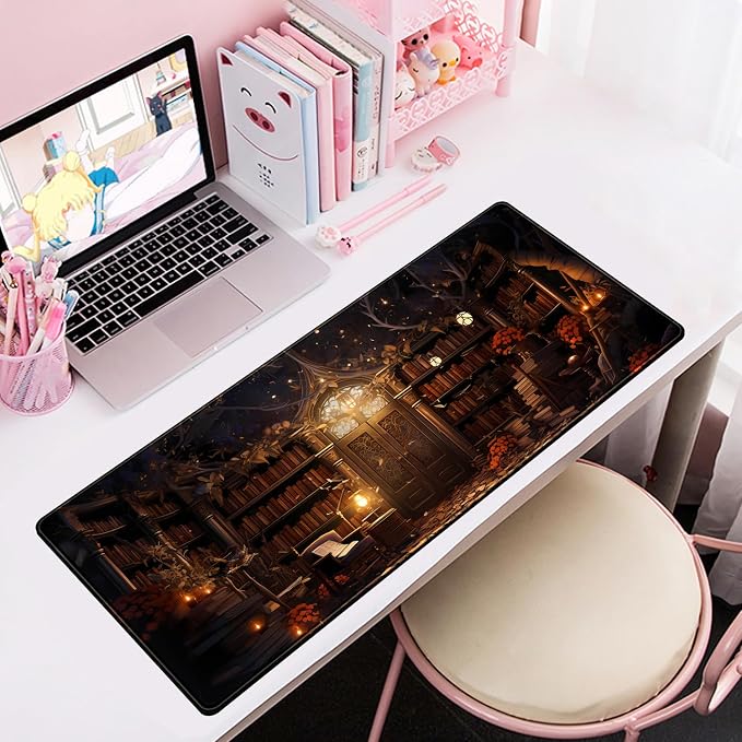 Vintage Desk Pad Magical Bookshelf Desk Mat Extra Large Big Office Mouse Pad - Image 6