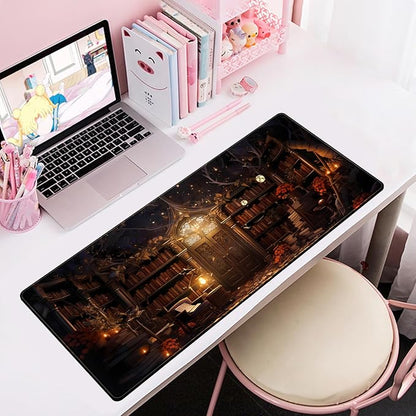 Vintage Desk Pad Magical Bookshelf Desk Mat Extra Large Big Office Mouse Pad - Image 6