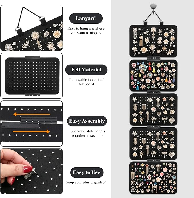 Hanging Enamel Lapel Pin Display Organizer, Large Capacity Brooch Storage Pages - Image 3