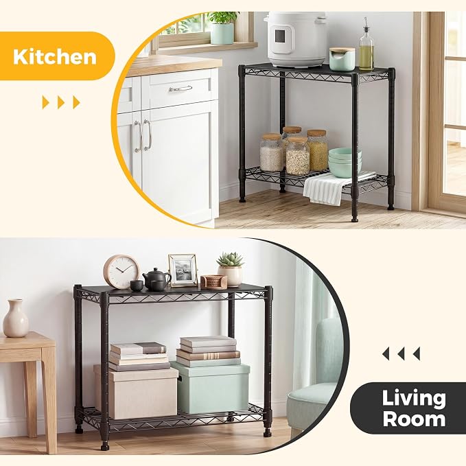 NEWBULIG 2-Tier Wire Storage Shelves, 200 lbs Heavy Duty Steel Rack, tool-free - Image 7