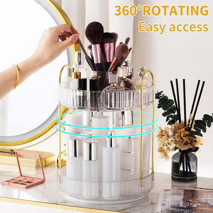 360° Rotating Makeup Organizer, Large-Capacity Skincare Make Up Storage 2 Tier - Image 3