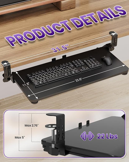 Ergonomic Keyboard Tray Under Desk, Pull Out - Image 2