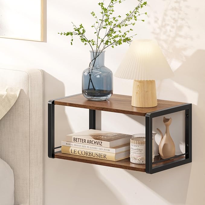 Floating Nightstand, Wood Bedside Shelf Wall Mounted Nightstand by NANAGIFTREE