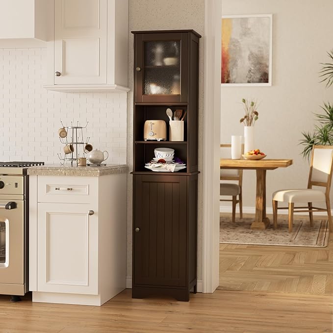 Gizoon Tall Bathroom Storage Cabinet | Freestanding Linen Cabinet - Image 7