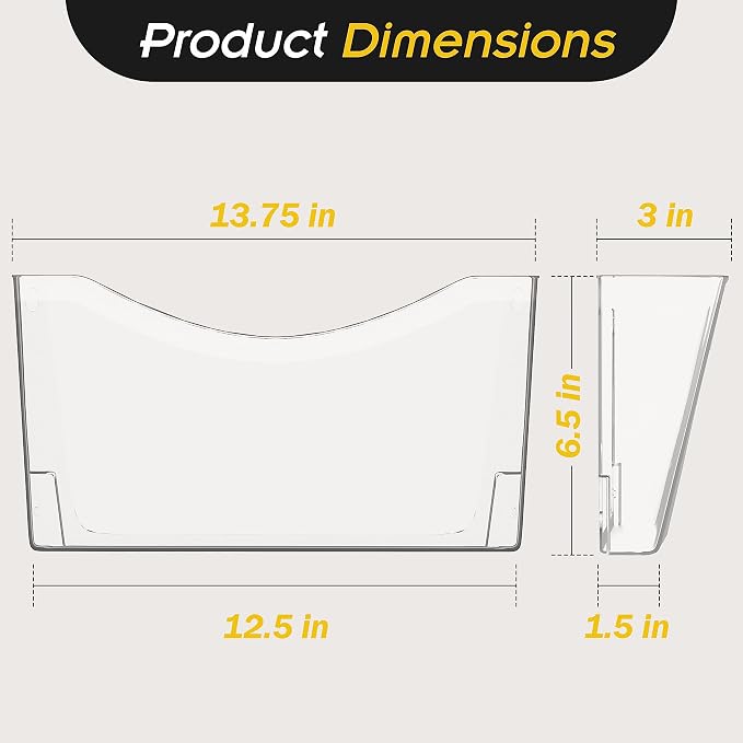 Kuntine.B 3 Pack Clear Single Pocket File Holder Hanging Wall Organizer - Image 2