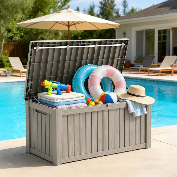 Outdoor Large Storage Cabinet Deck box, 150 Gallons Waterproof Heavy Duty Deck - Image 5