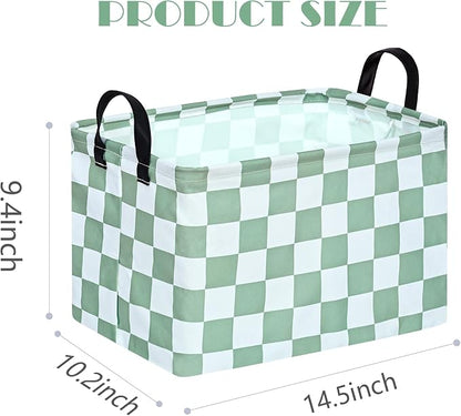MAIZMZ Sage Checkered Storage Basket Baby Toys Organizer Bins Decorative Gifts - Image 2