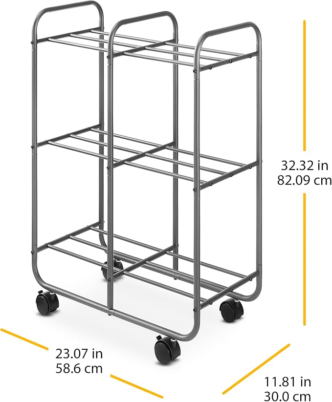 Whitmor 3 Tier Rolling Cart, Portable Closet, Metal Rolling Storage Cart - Image 3