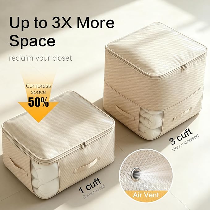 Comforter Storage Bag, Large Capacity Blanket Storage Bags 2-Layer Ultra Space - Image 2
