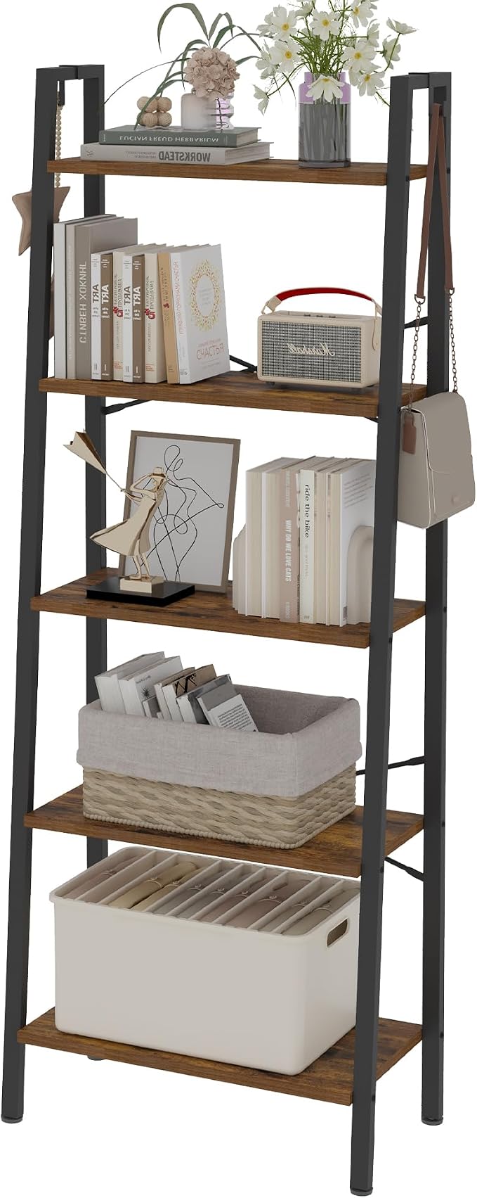 Hzuaneri Ladder Shelf, Freestanding Corner Storage Shelf | Bookcase - Image 8