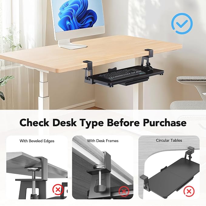 HUANUO Large Under Desk Keyboard Tray - Image 4