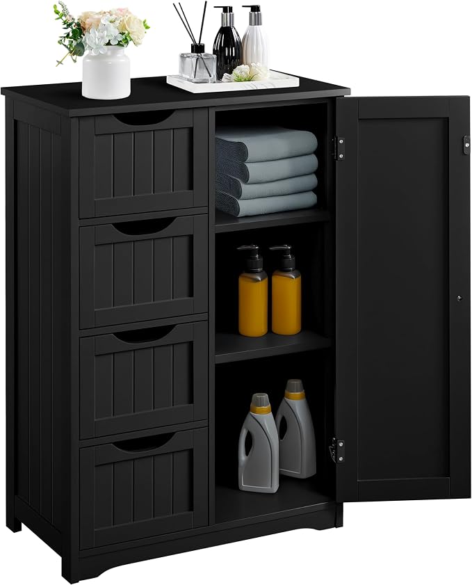 Yaheetech Wooden Bathroom Floor/Side Storage Organizer Cabinet by Unknown