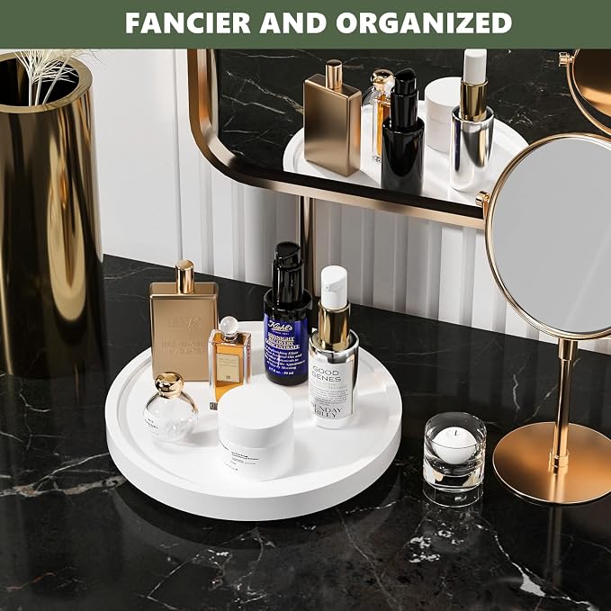 Turntable Vanity Tray 9 Inch for Perfume Candle, Bamboo Kitchen Sink Countertop - Image 3