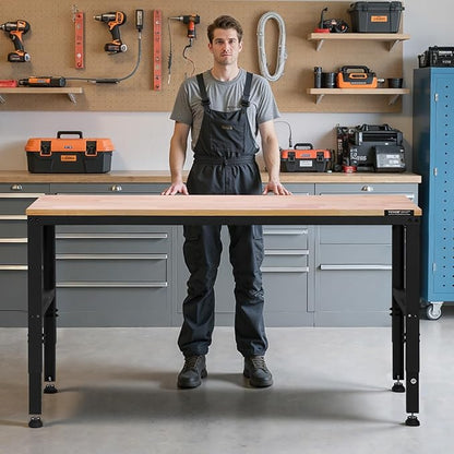 VEVOR Adjustable Workbench, 2000 lbs Capacity, 61 x 20-inch Heavy Duty Work - Image 8
