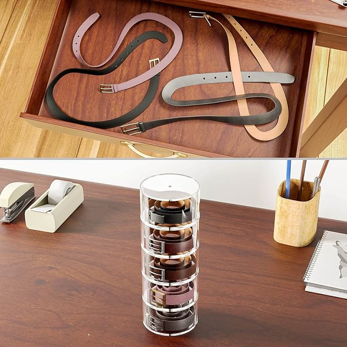 NIUBEE Belt Organizer, Acrylic 3 Layers Belt Case Storage Holder and Display - Image 7