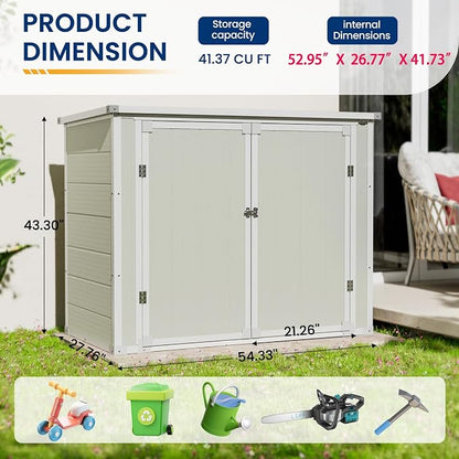 Amopatio 41 Cu Ft Outdoor Storage Shed, Horizontal Resin Trash Can Storage - Image 4