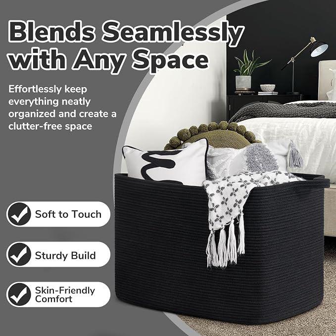 Goodpick Large Woven Storage Basket, 105L Extra Large Blanket Basket - Image 5