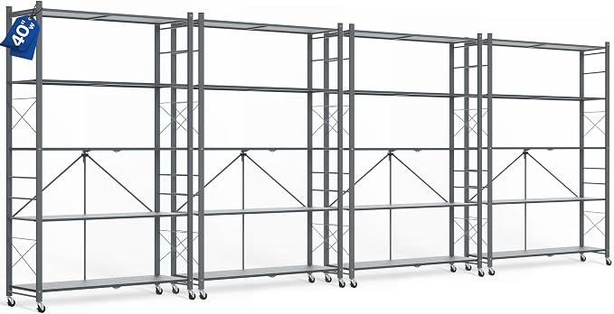ALANNG 40" W Foldable 5-Tier Storage Shelves on Wheels Adjustable | Removable by ALANNG