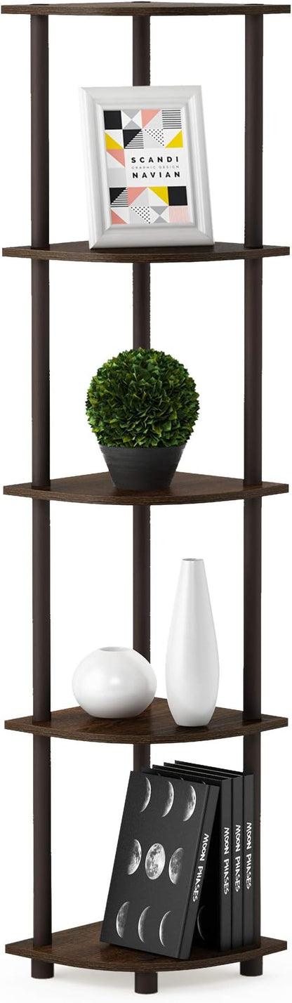 Furinno TURN-N-TUBE Corner Shelf, 5-Tier Corner Bookshelf, Open Storage Shelves by Furinno-FitsYourSpaceFitsYourBudget