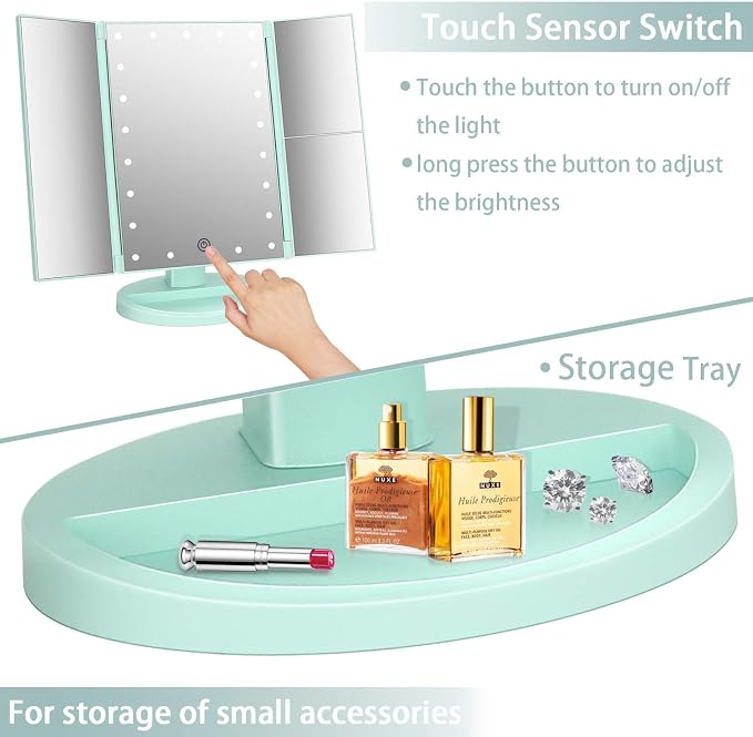 Tri-fold Lighted Vanity Makeup Mirror - Image 6