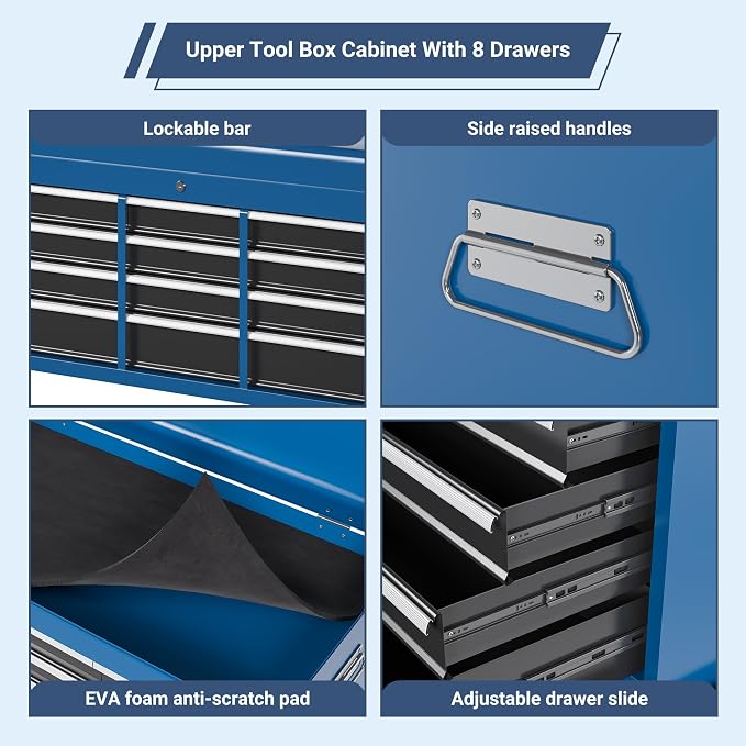 AirWire 8-Drawer Tool Chest, Rolling Tool Storage Cabinet - Image 7