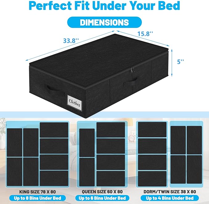 Under Bed Storage Container Bins 4 Pack, 5 Inch Thin Low Profile Underbed - Image 2
