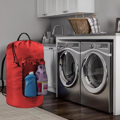 Laundry Bag with Shoulder Straps and Mesh Pocket Laundry Backpack Large - Image 6