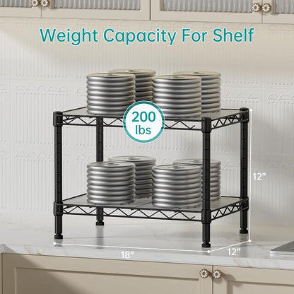 SINGAYE 2 Small Shelves Kitchen Storage Shelf Wire Shelving Unit Metal Shelf - Image 3