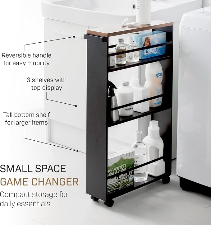 YAMAZAKI home Tower Rolling Slim Storage Cart - Image 4