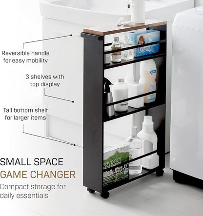 YAMAZAKI home Tower Rolling Slim Storage Cart - Image 4