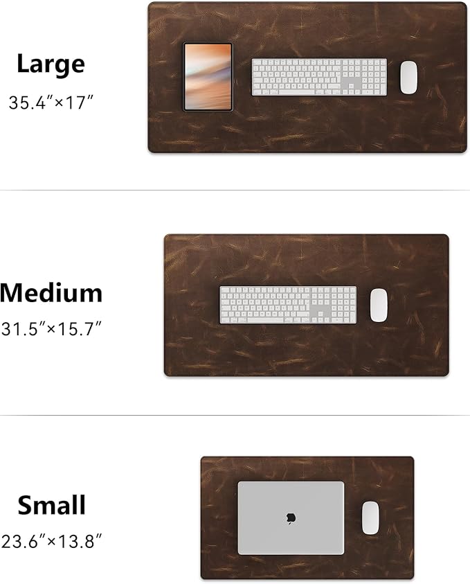 YSAGi Leather Desk Mat, 35.4"x17"Real Leather Desk Pad, 3mm Thick Desk Blotter - Image 9