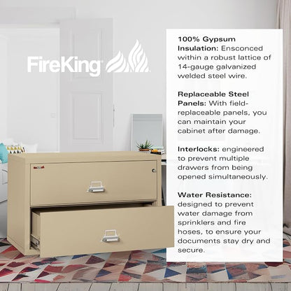 FireKing Fireproof Lateral File Cabinet, 27.75" H x 44.5" W x 22.13" D - Image 6