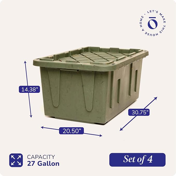 HOMZ 4-Pack Durabilt Tote, Heavy Duty Plastic Storage Bins - Image 4